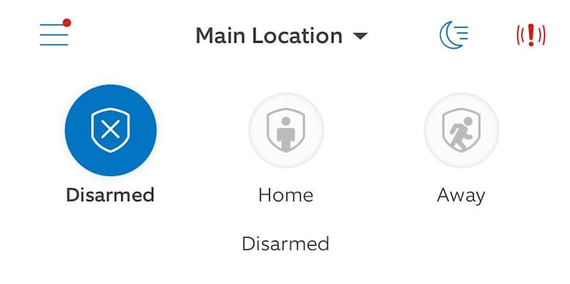 Illustration showing the Disarmed Mode setting for Ring Alarm in the Ring app.