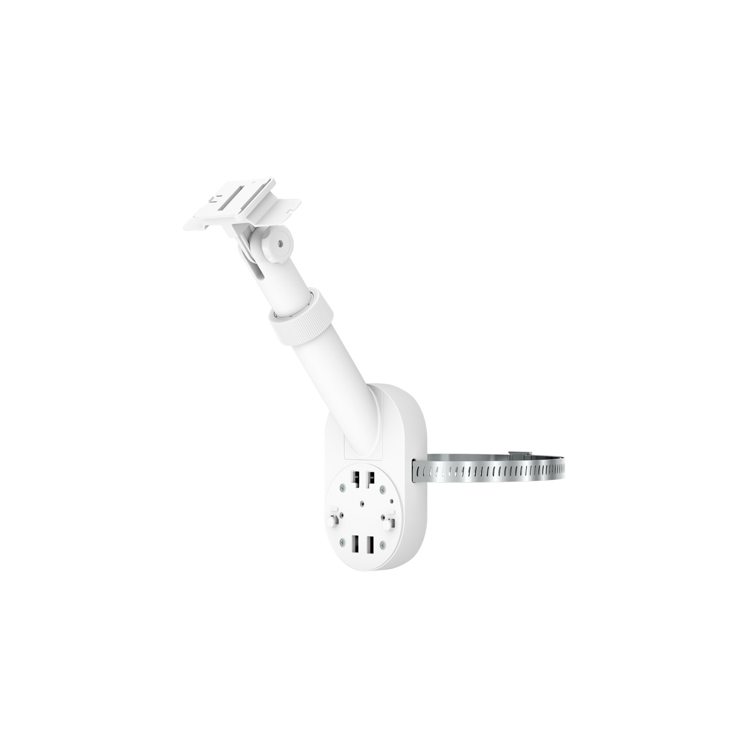 Pole and Wall Mount (for For Cameras and Solar Panels) - Adjustable Ring Pole and Wall Mount with metal strap, for attaching camera and solar panel to posts, pillars, and poles.