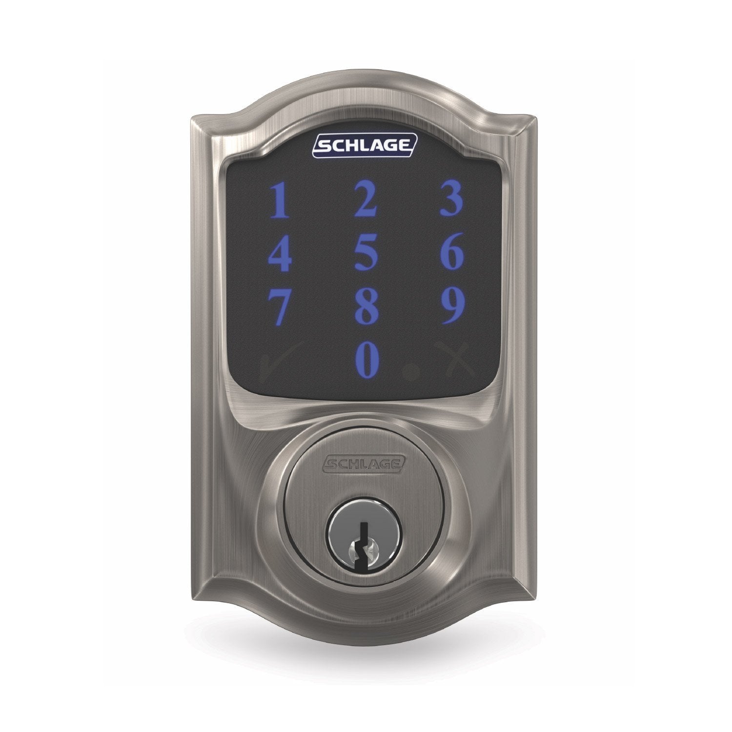 Schlage Connect Smart Deadbolt, Z-Wave Plus Enabled (for Works with Ring Alarm Security System) - Schlage Connect Smart Deadbolt with touchscreen keypad and key cylinder, Z-Wave enabled for access and remote control.