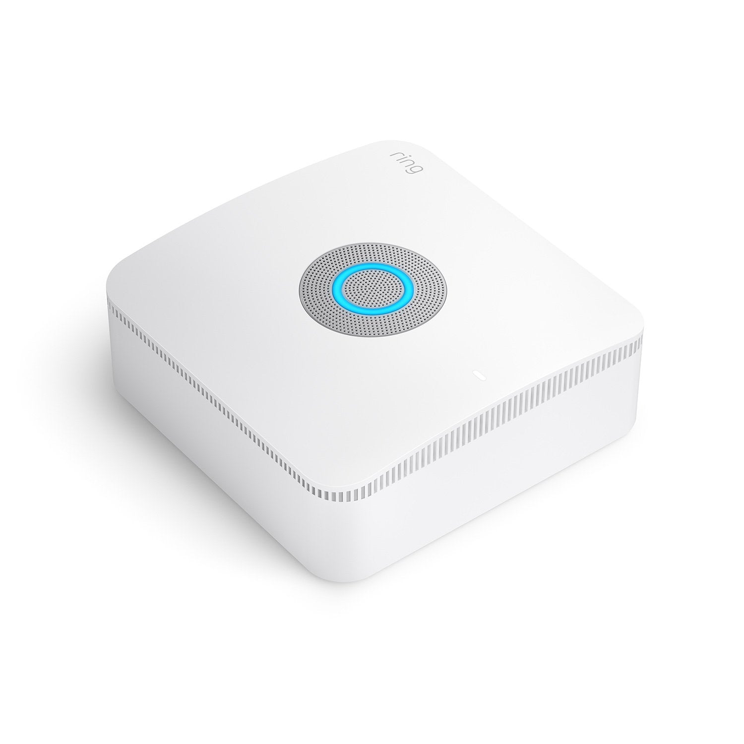 Alarm Pro Base Station (for with built-in eero Wi-Fi 6 router) - White Ring Alarm Pro Base Station with circular speaker grille and blue light ring.