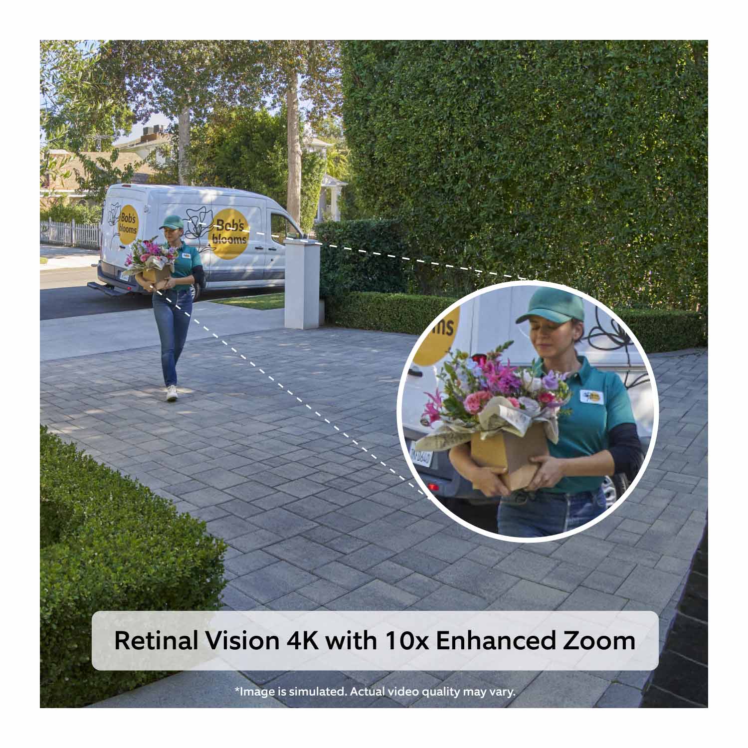 Battery Doorbell Pro (Newest Model) - Battery Doorbell 2nd Gen flower delivery demonstrating Retinal 4K. 