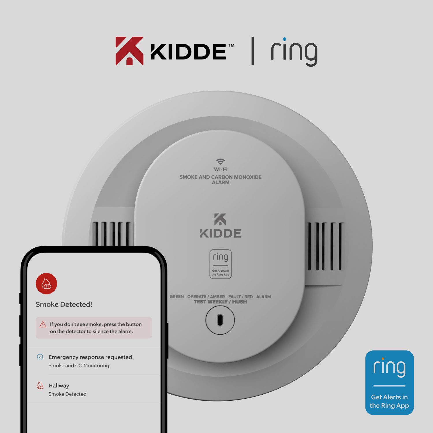 KIDDE Wired Smart Smoke & Carbon Monoxide Alarm  + Indoor Cam (2nd Gen) - KIDDE Smart Smoke & Carbon Monoxide Alarm