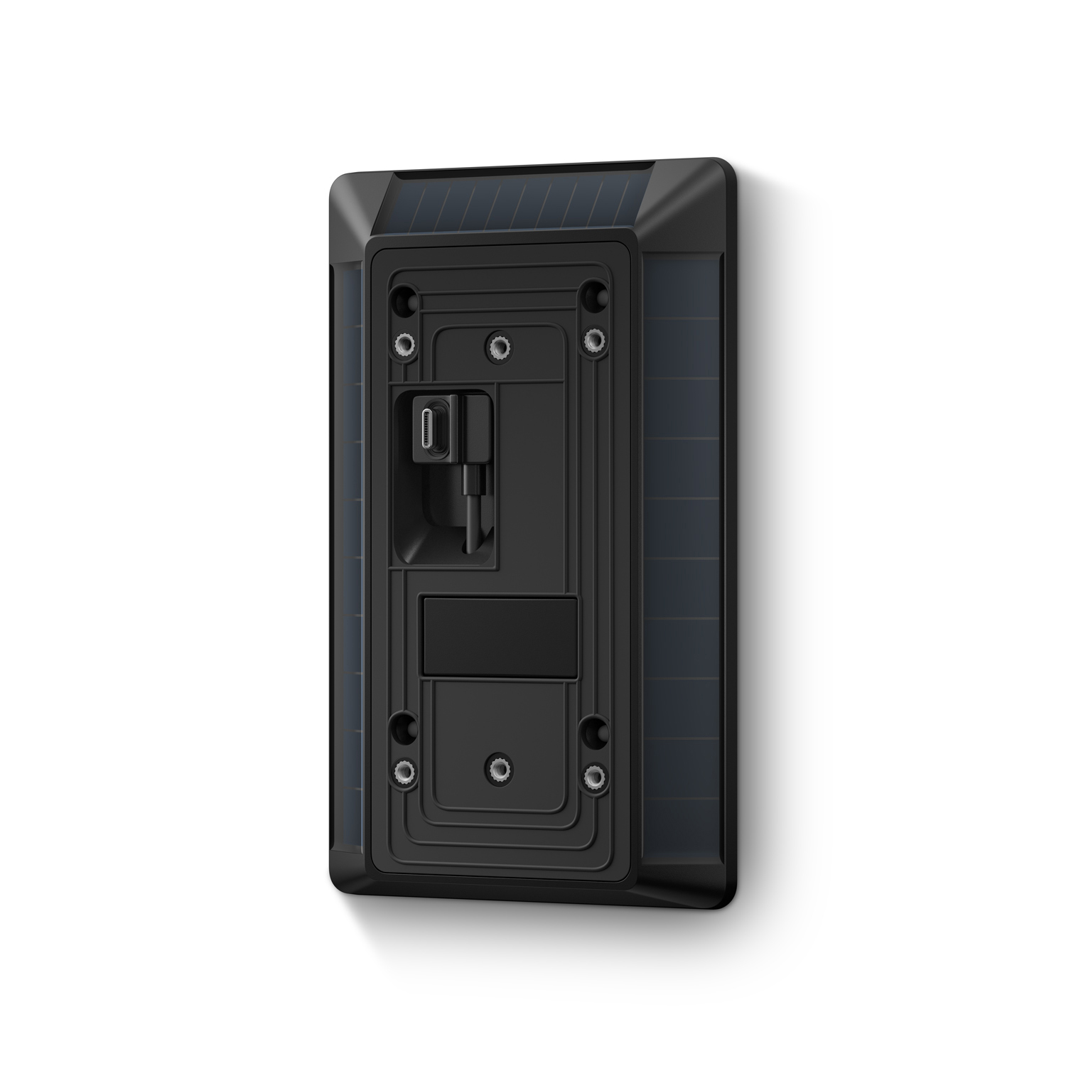 Solar Charger for Battery Doorbell (Battery Doorbell) - Front view of Ring Solar Charger for Battery Doorbell showing USB-C connector and mounting bracket.