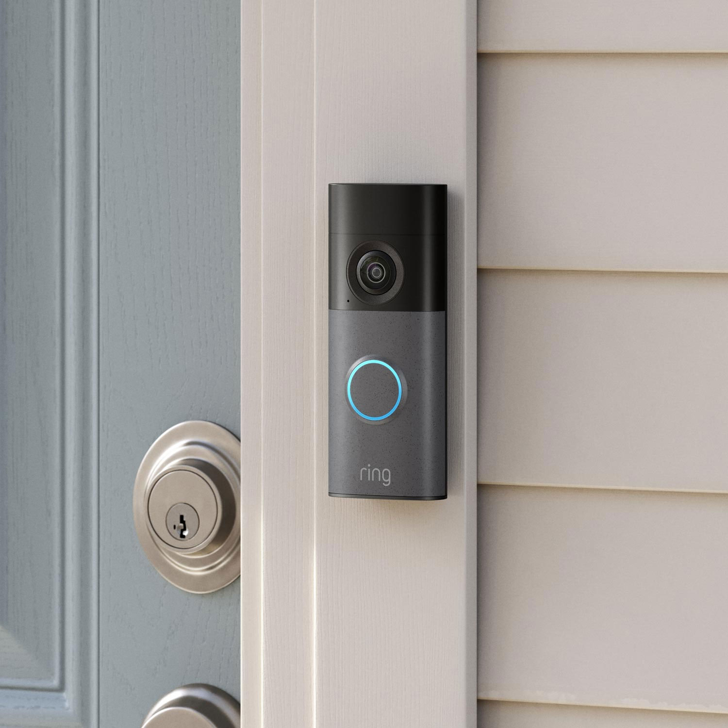 Wired Doorbell (Newest Model) - A deep silver Battery Doorbell 2nd Gen lifestyle shot in real life. 