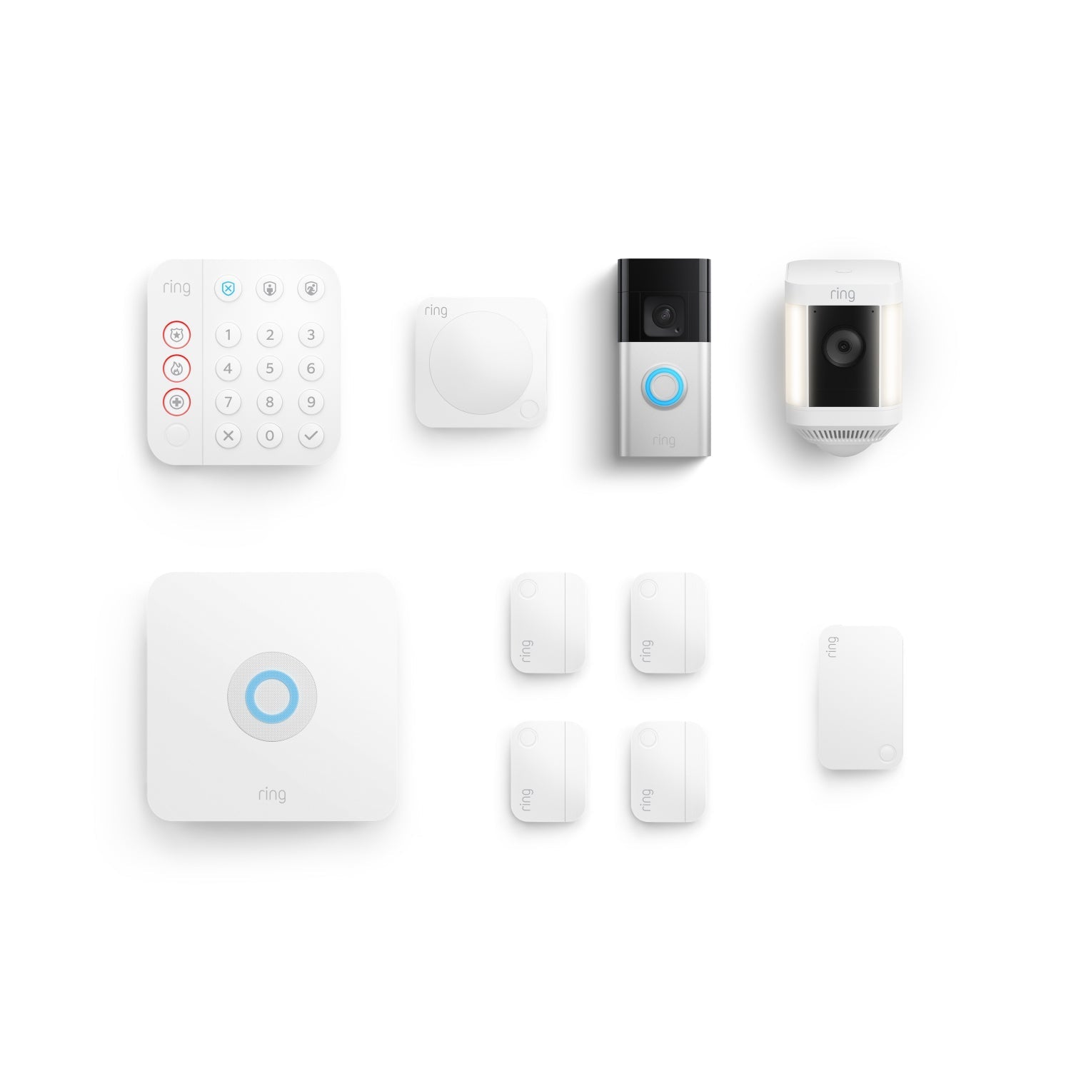 Whole Home Enhanced Kit (Battery Doorbell Plus + Spotlight Cam Plus Battery + Alarm Security Kit, 8-Piece) - White